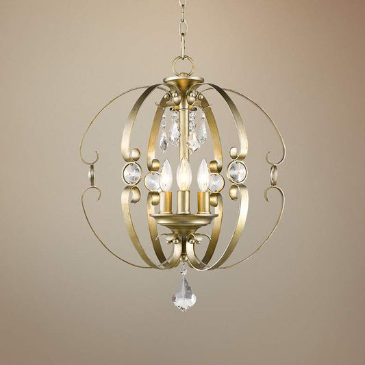 Ella WG 18"W White Gold Open Sphere Foyer Pendant