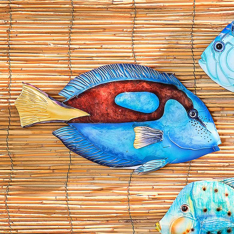 Eangee Blue Tang Fish 13"W Capiz Shell Coastal Wall Decor