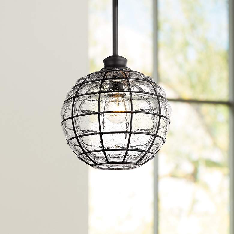 Powell 10" Wide Matte Black Mini Pendant Light