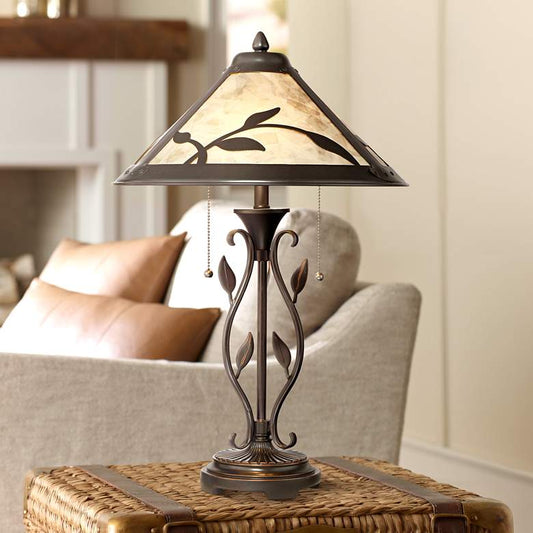 Feuille Leaf and Vine Mica Shade Table Lamp