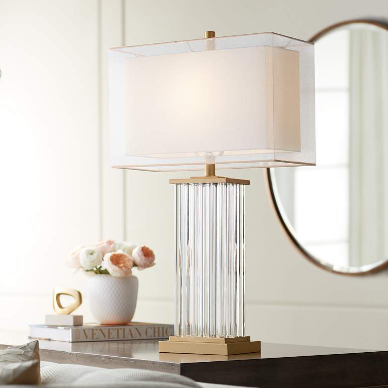 Full Spectrum Darcia Double Shade Crystal Table Lamp