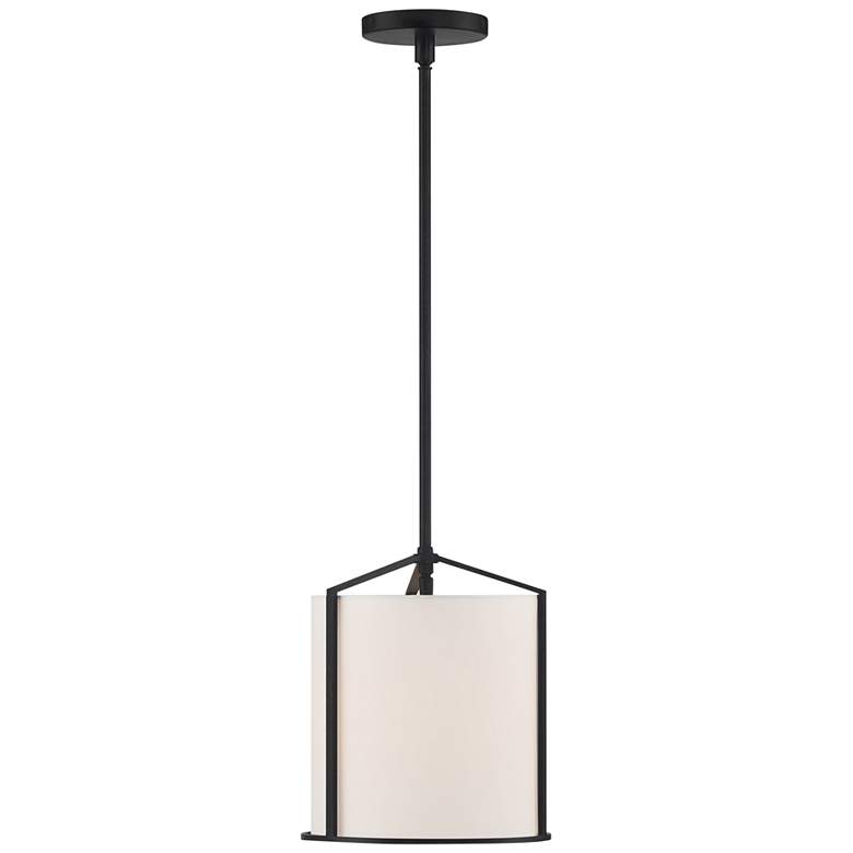 Crystorama Carlyn 10" Wide Black Steel Drum Mini Pendant