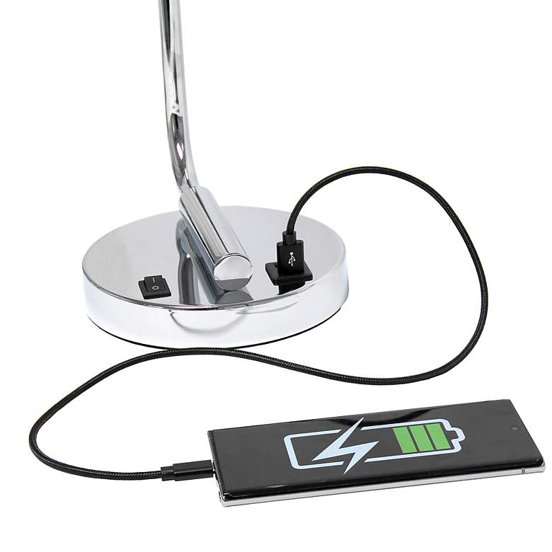 Lalia Home Chrome Iron Desk Lamp with Dual USB Ports