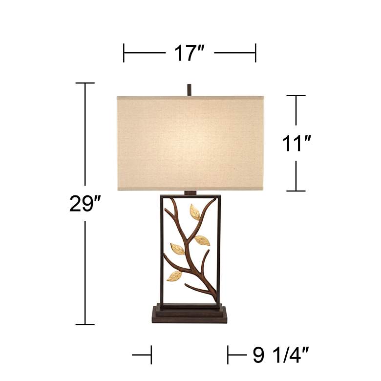 Bronze Branch and Leaves Sculptural Table Lamp