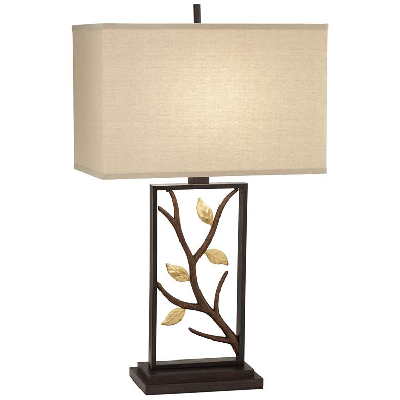 Bronze Branch and Leaves Sculptural Table Lamp