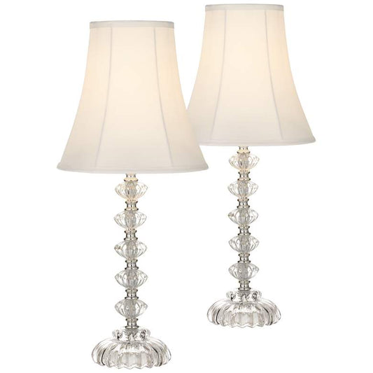 Bohemian Clear Stacked Glass Table Lamp Set of 2