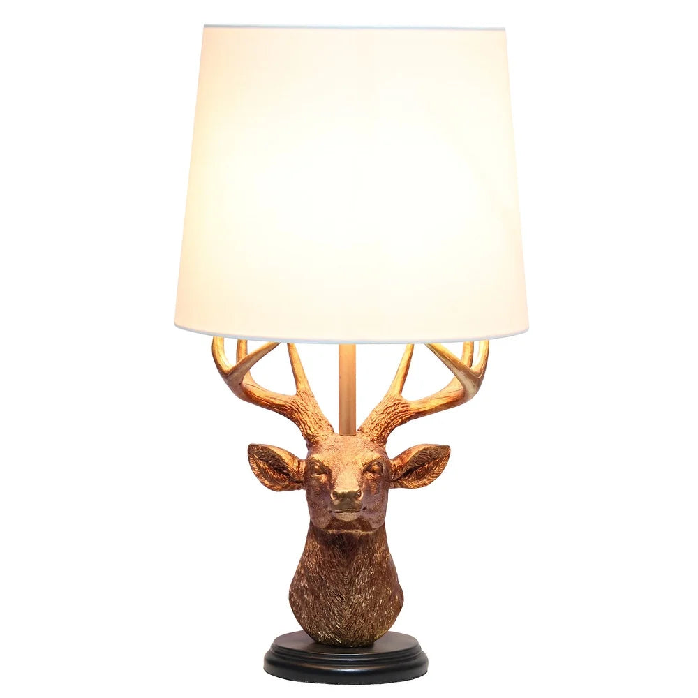 17.25" Rustic Antler Copper Deer Bedside Table Lamp
