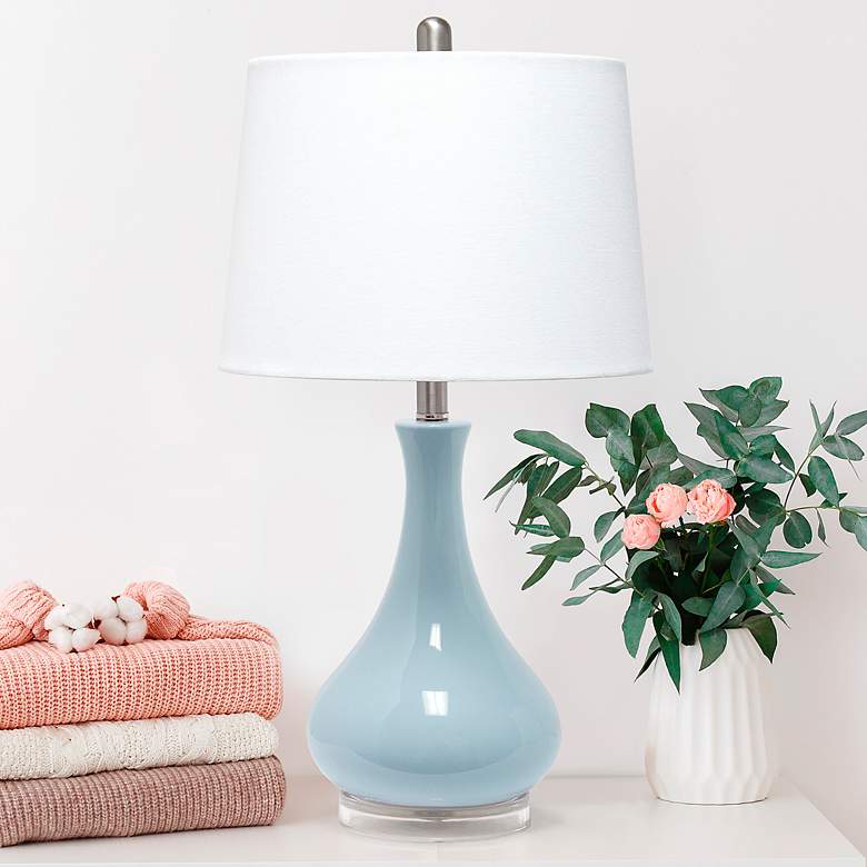 Lalia Home Light Blue Ceramic Droplet Table Lamp