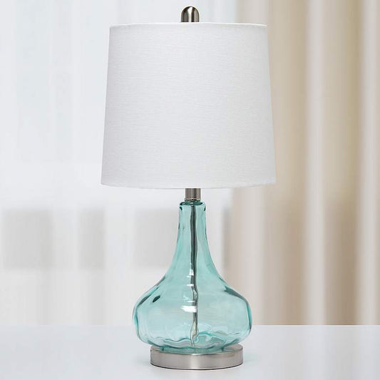 Lalia Home Clear Blue Rippled Glass Table Lamp