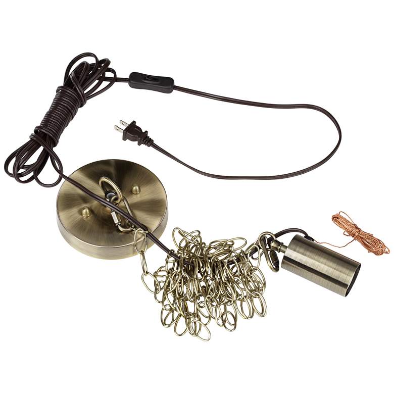 Tropic Drum 16" Wide Antique Brass Plug-In Swag Chandelier