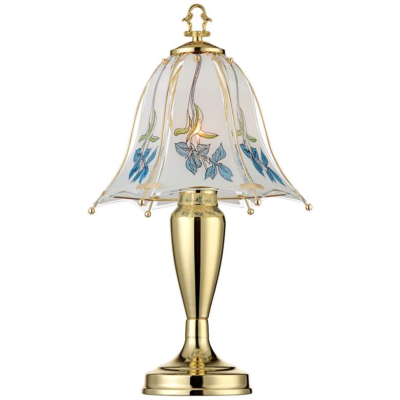 Blue Flower Shade High Touch On-Off Table Lamps Set of 2