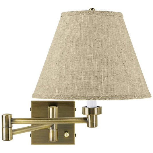 Fine Burlap Empire Antique Brass Swing Arm Wall Lamp