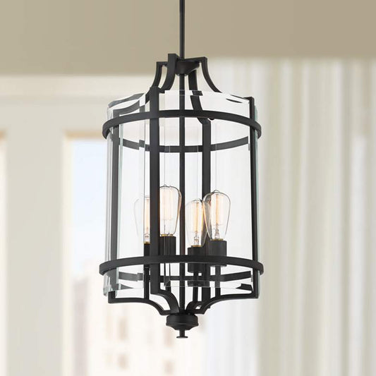 Bandera 14 1/4" Wide Matte Black 4-Light Entry Pendant