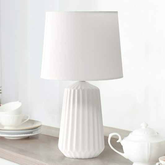 Simple Designs 17 1/2" High White Ceramic Pleated Accent Table Lamp