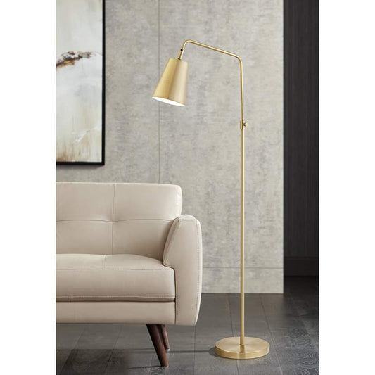 Zella Brushed Antique Brass Downbridge Floor Lamp