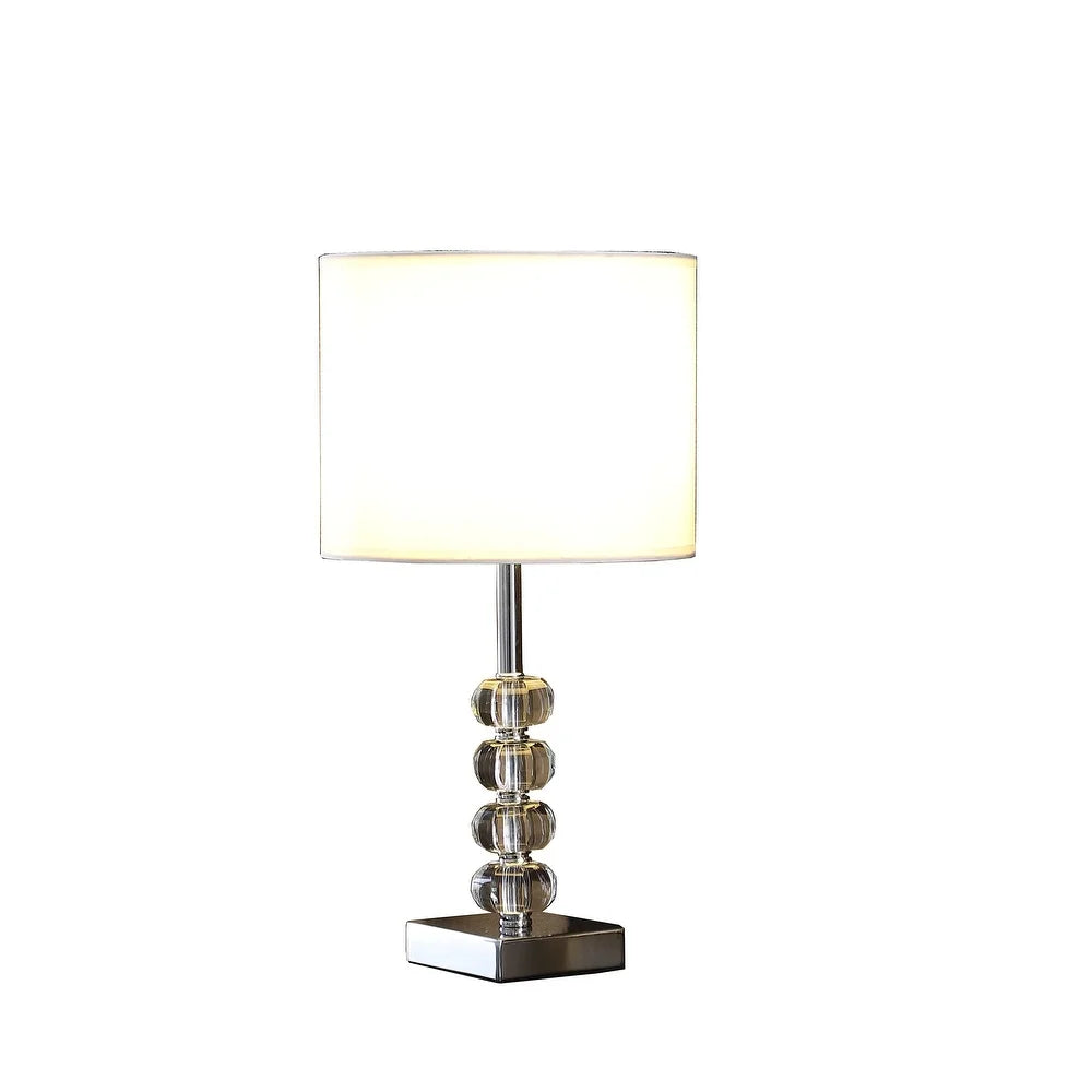 18" Modern Crystal Quatro Orb And Silver Metal Table Lamp - Small