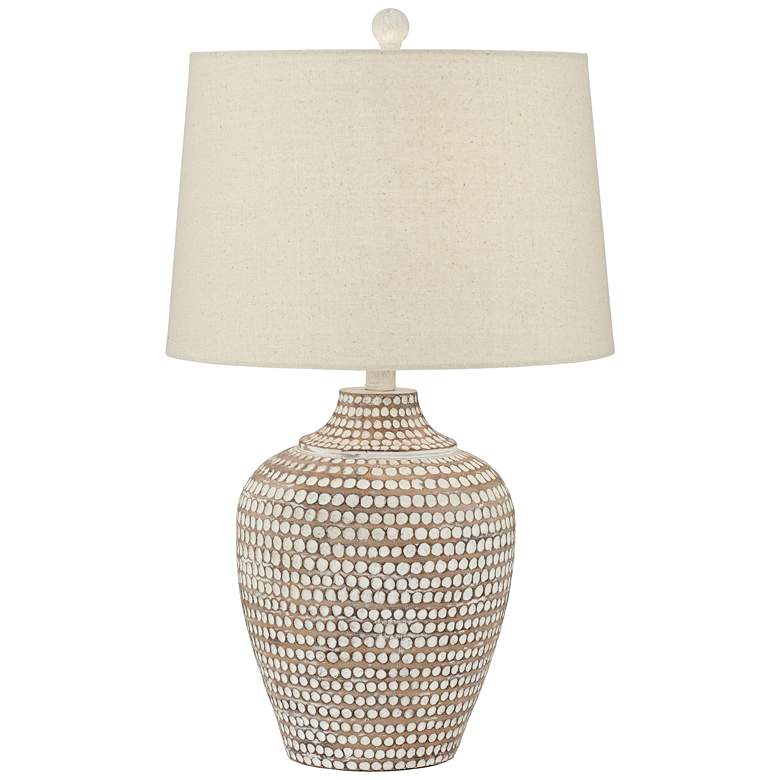 Alese Neutral Earth Finish Textured Dot Jug Table Lamp