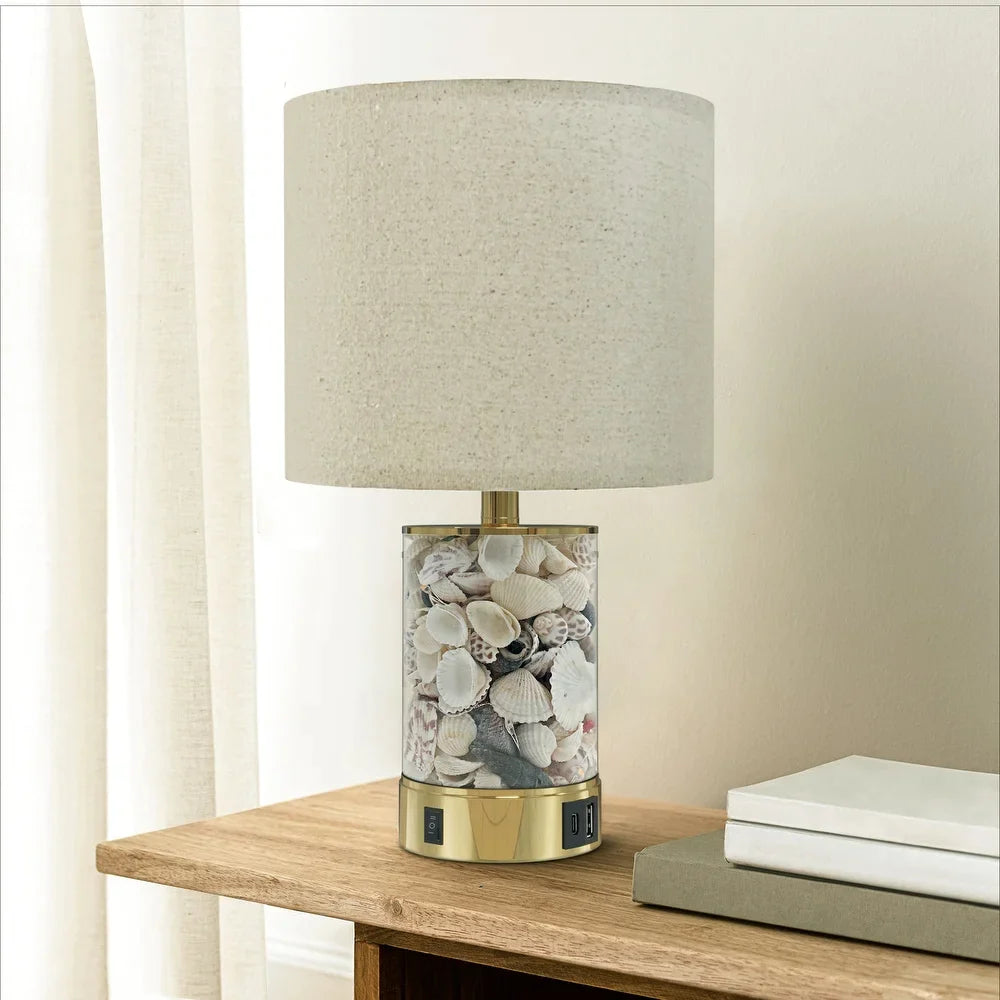 19 inch Seashell Table lamp with night lights - 19 inch
