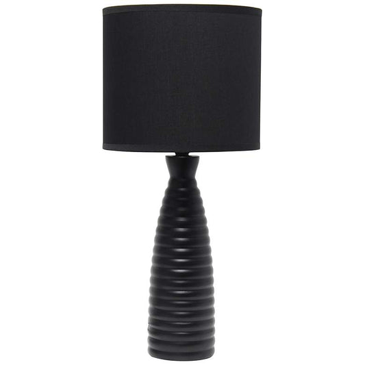 Simple Designs Alsace Black Bottle Ceramic Table Lamp with Black Shade