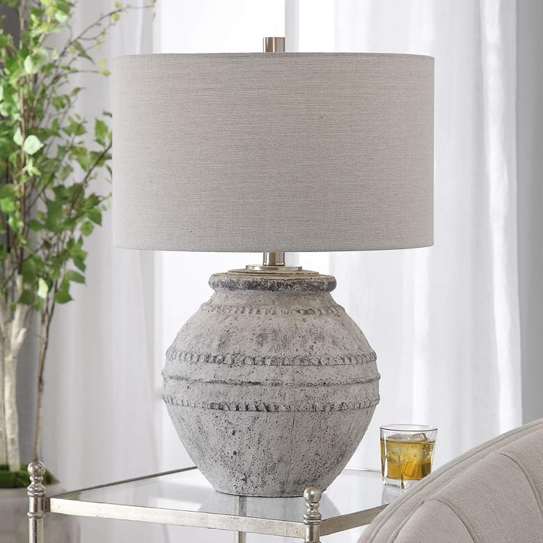 Montsant Distressed Stone Ivory Ceramic Table Lamp