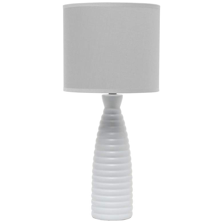 Simple Designs Alsace Gray Bottle Ceramic Table Lamp with Gray Shade