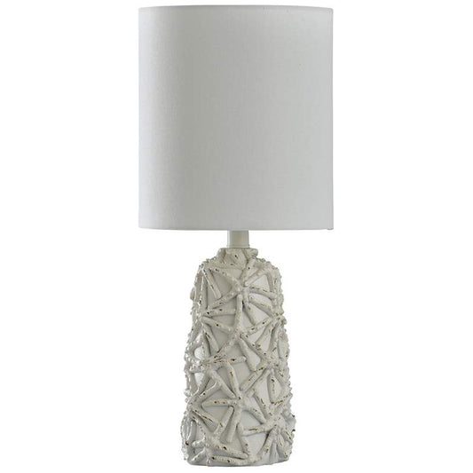 Old White Distress Mini Table Lamp - White Shade