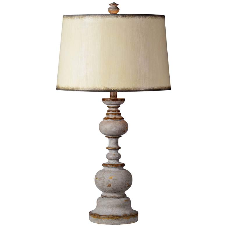 Nancy Distressed Gray Wash Candlestick Table Lamp