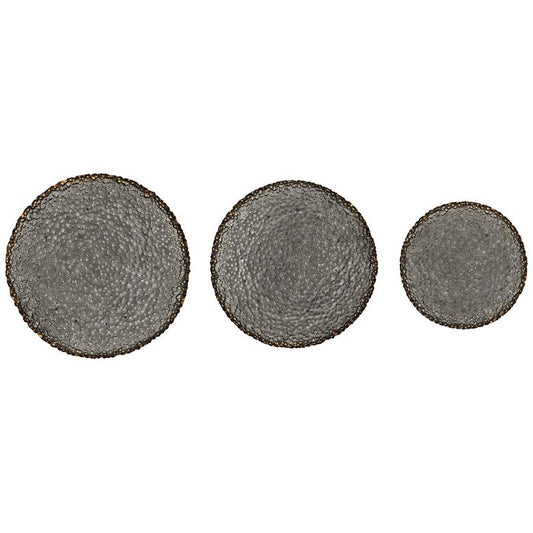 Metal Play 3-Piece Silver Disc Wall Art Set