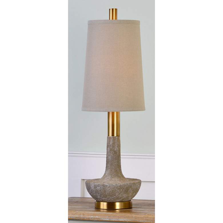 Volongo Textured Stone Ivory Table Lamp
