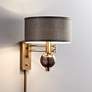 Richford Brass Plug-In Swing Arm Wall Lamp with Dimmer