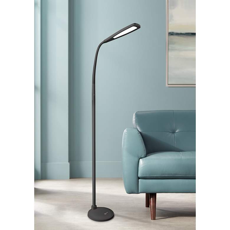 OttLite Felix LED Gooseneck Task Floor Lamp Black