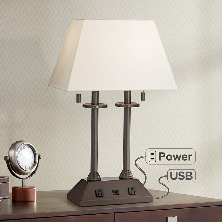 Charlton Bronze Workstation Desk Lamp with Outlets and USB – Joanna ...