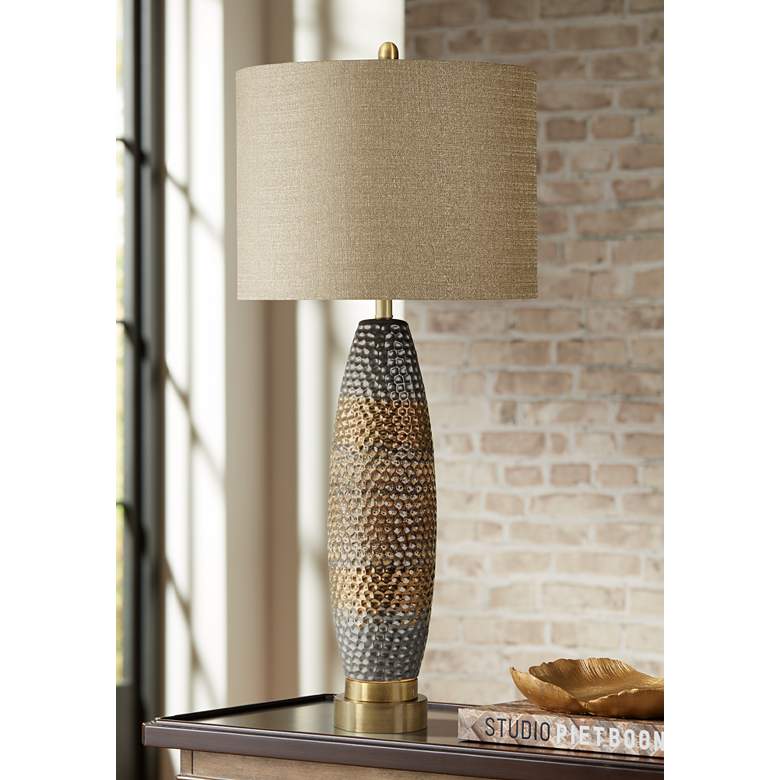 Laughlin Gold and Gray Modern Ceramic Table Lamp