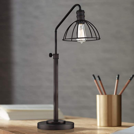 Lite Source Gaius Bronze Industrial Cage Desk Lamp