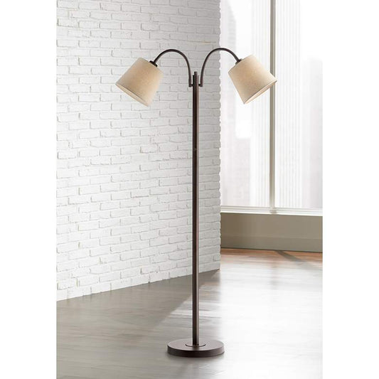 Seneca Bronze Twin Arm Gooseneck Floor Lamp