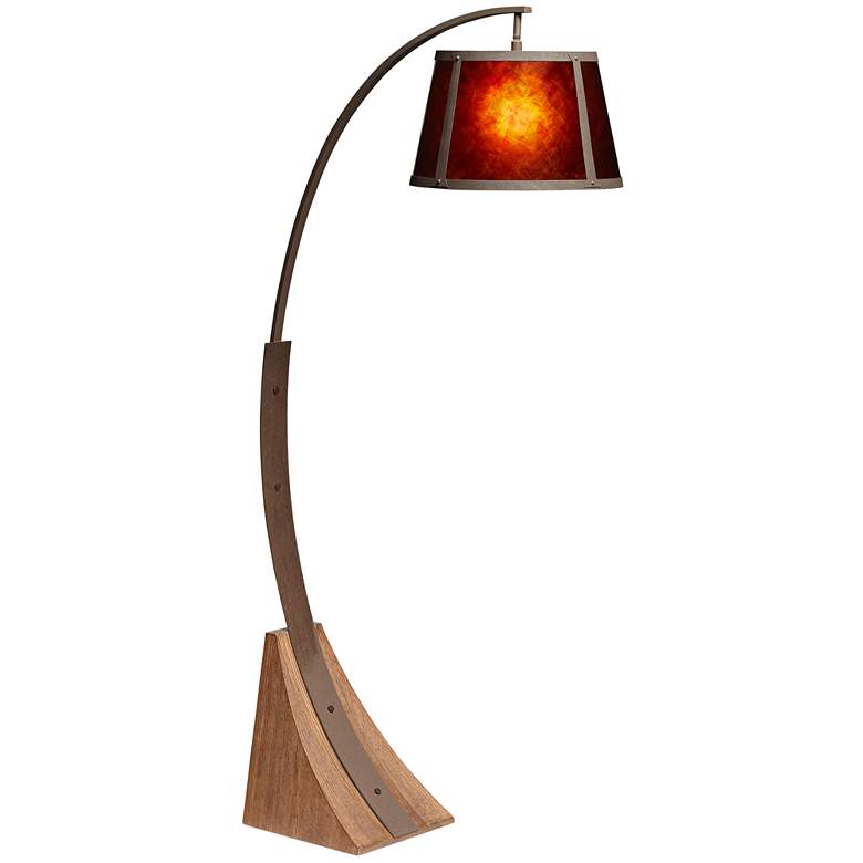 Oak River Dark Rust and Amber Mica Arc Floor Lamp