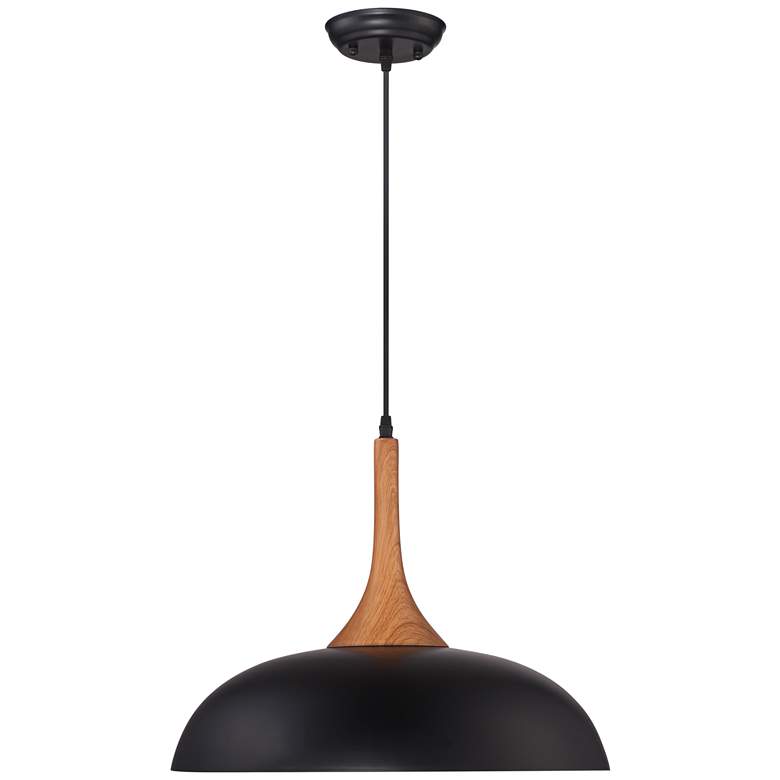Felton Black Aluminum and Wood 17 3/4" Wide Pendant