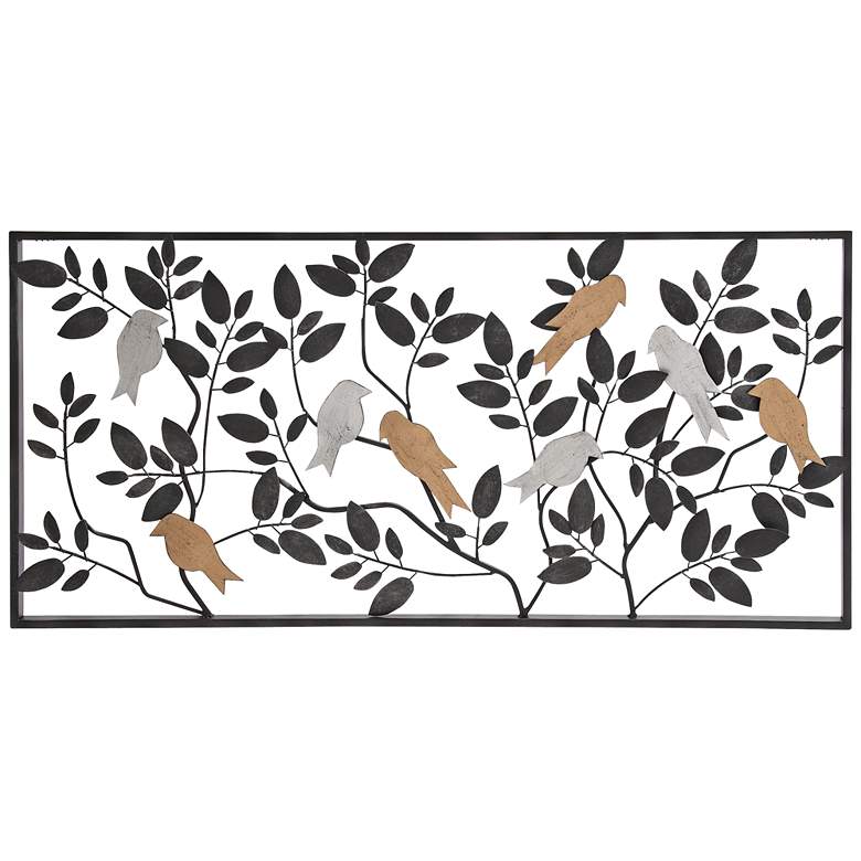 Birds On The Tree 37" Wide Metal Wall Art