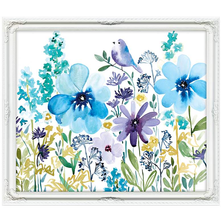 Peek-A-Blue 32" Wide Illustrated Framed Floral Wall Art