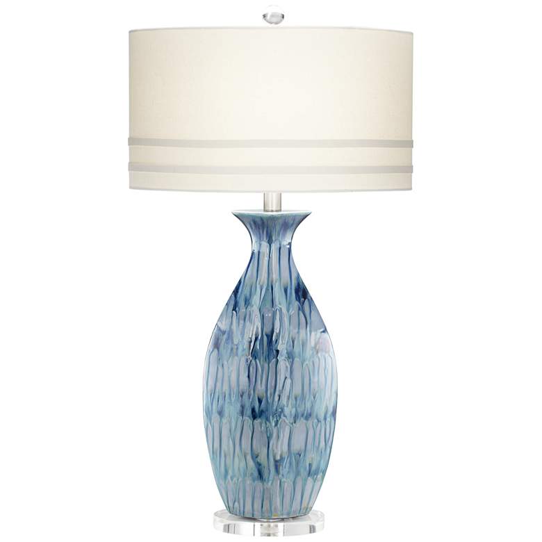 Euro Annette Blue Drip Ceramic Table Lamp