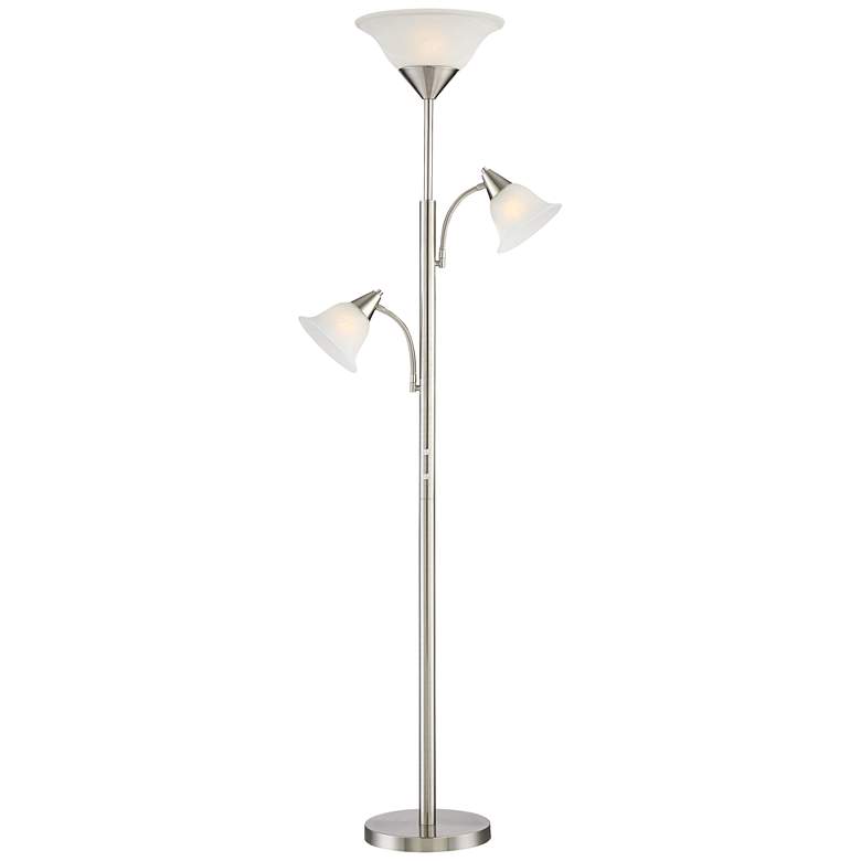 Jordan Brushed Nickel Tree Torchiere 3 Light Floor Lamp