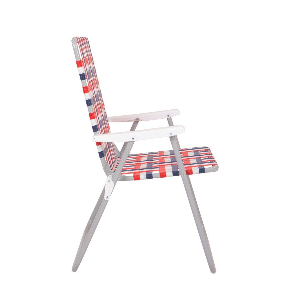 2 Pack Folding High Back Web Chair, Red White & Blue