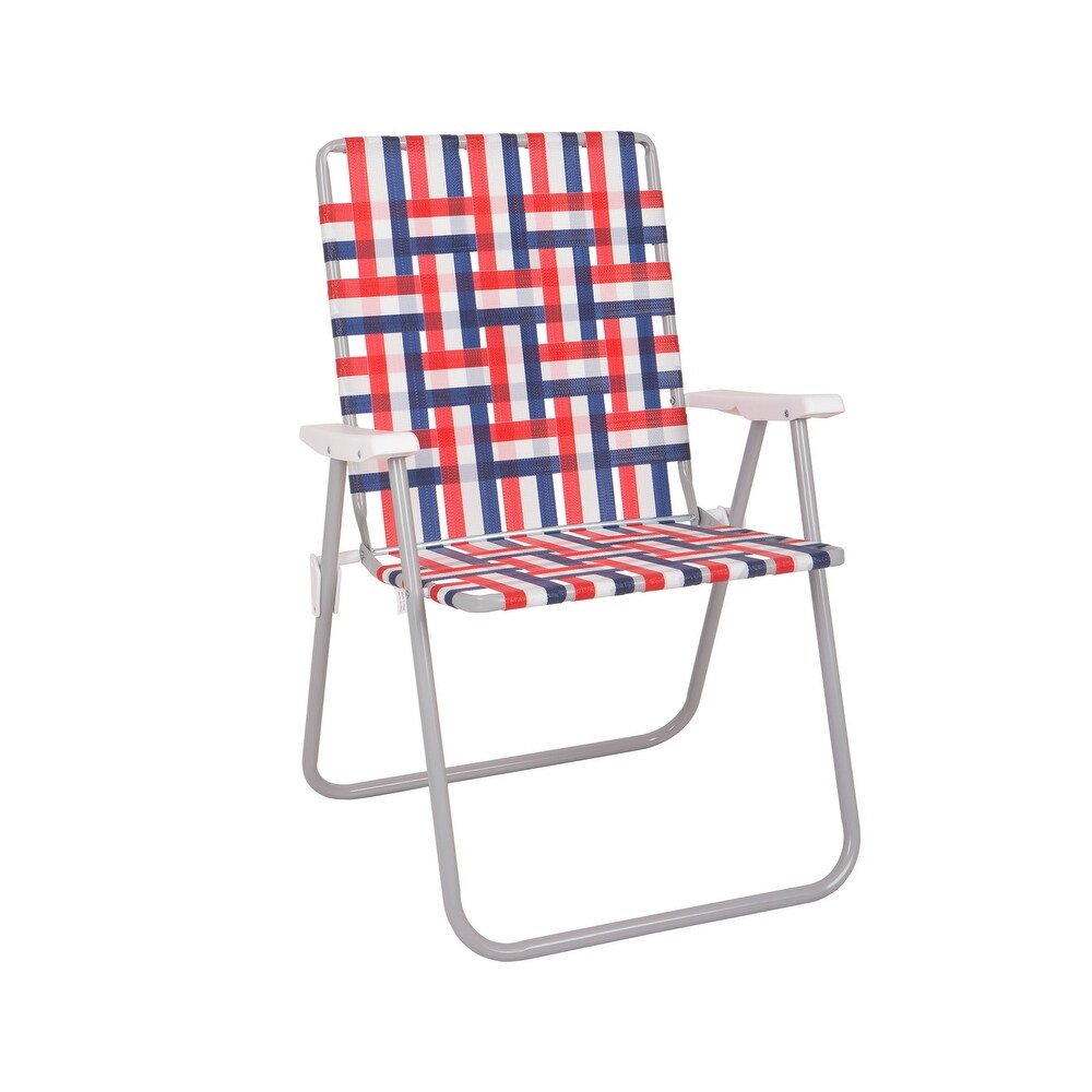 2 Pack Folding High Back Web Chair, Red White & Blue