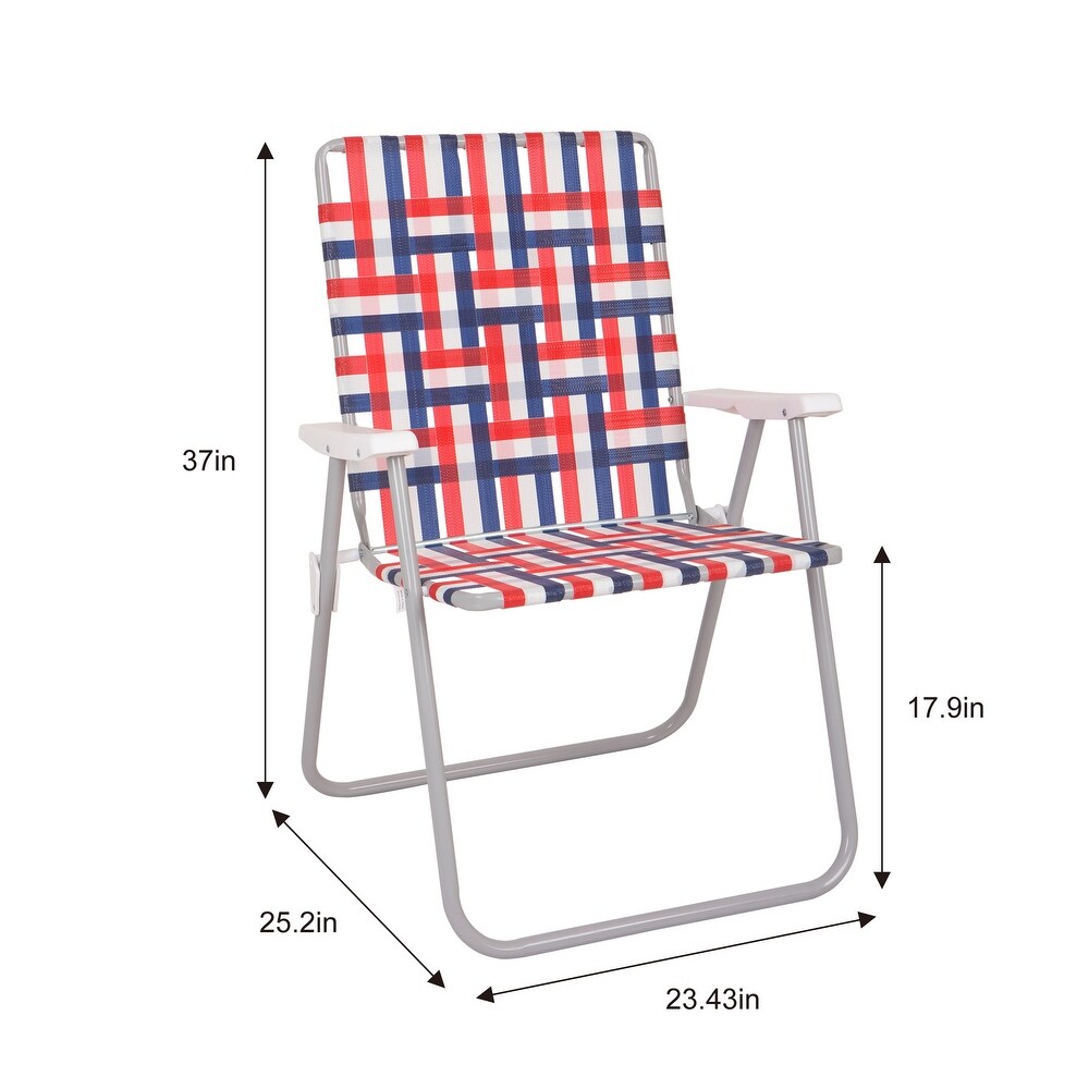 2 Pack Folding High Back Web Chair, Red White & Blue