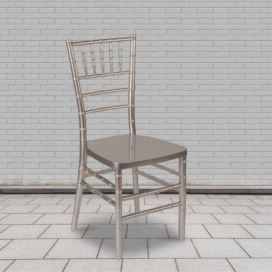 2 Pack HERCULES PREMIUM Series Silver Resin Stacking Chiavari Chair