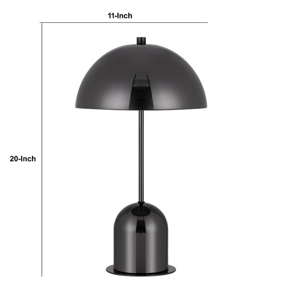 20 Inch Metal Accent Table Lamp Dome Shade, Black