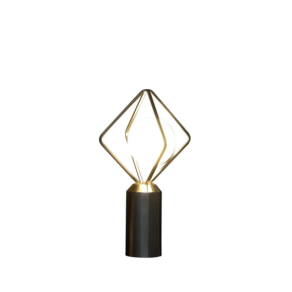 20 Inch Metal Table Lamp, Octahedron Shade, 40W LED, Toggle Switch, Silver