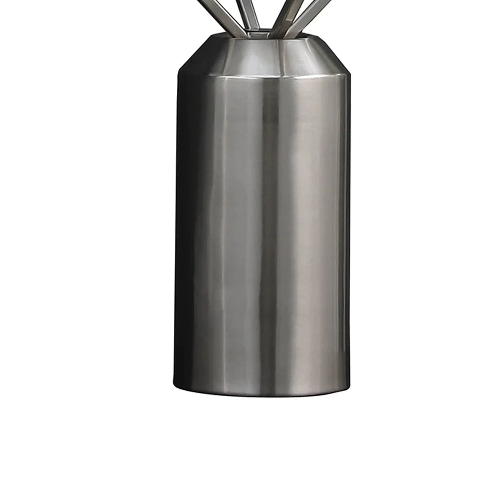 20 Inch Metal Table Lamp, Octahedron Shade, 40W LED, Toggle Switch, Silver