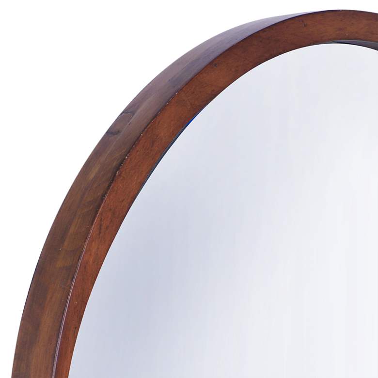 Northwood Walnut Brown 22" Round Wooden Wall Mirror