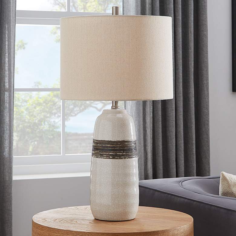 Lite Source Paiva Gray with Cracked Ceramic Table Lamp